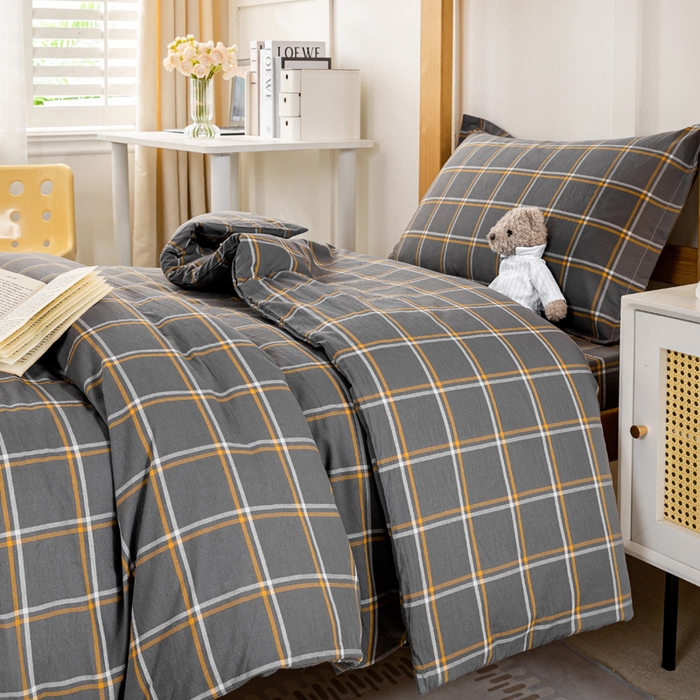 91家纺网 家纺一手货源 找家纺 锦润家纺 2025新款色织水洗棉三件套学生三件套全棉三件套大礼包