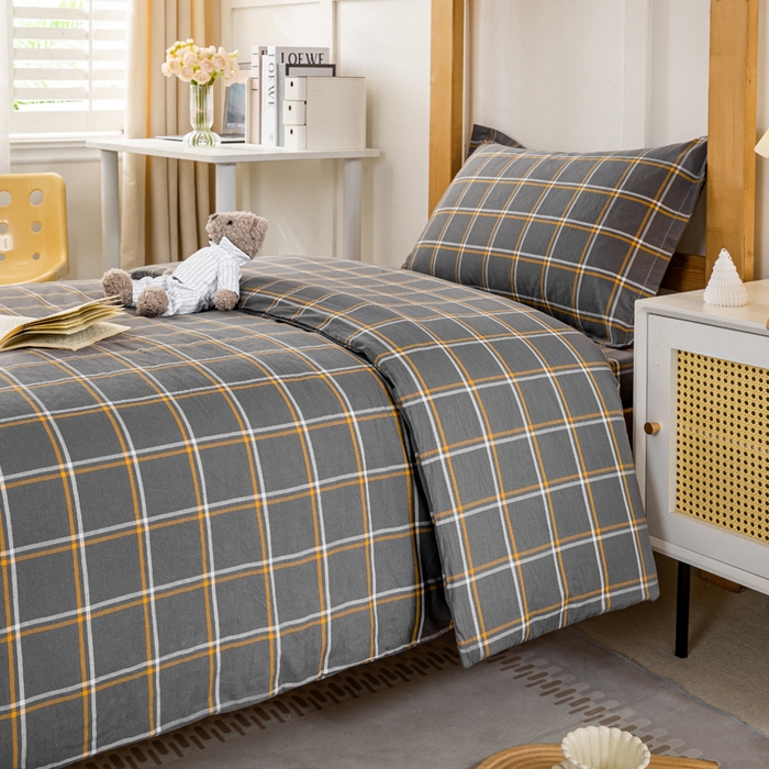 91家纺网 家纺一手货源 找家纺 锦润家纺 2025新款色织水洗棉三件套学生三件套全棉三件套大礼包