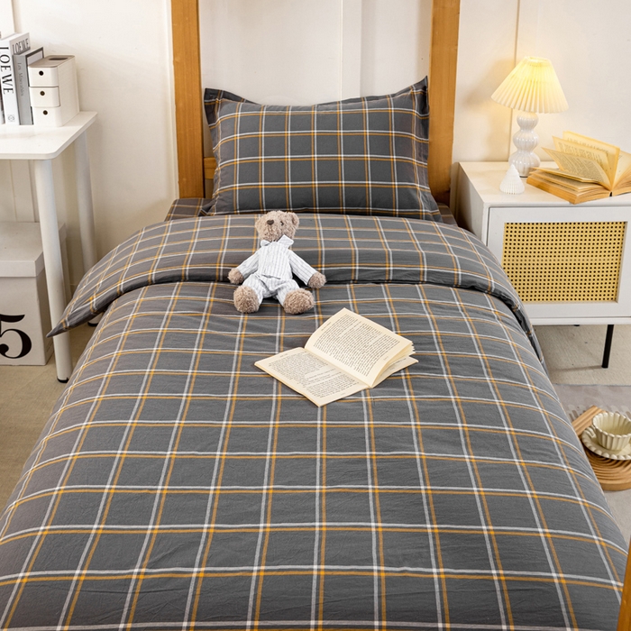 91家纺网 家纺一手货源 找家纺 锦润家纺 2025新款色织水洗棉三件套学生三件套全棉三件套大礼包