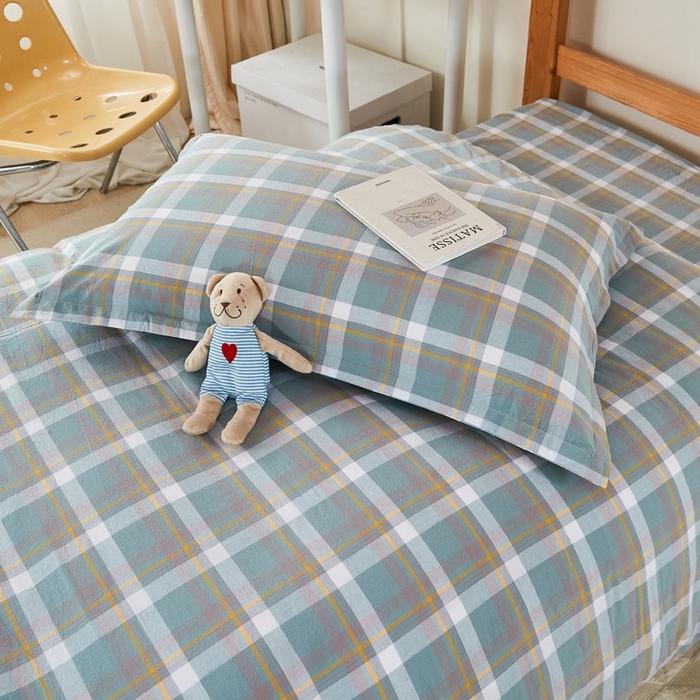 91家纺网 家纺一手货源 找家纺 锦润家纺 2025新款色织水洗棉三件套学生三件套全棉三件套大礼包