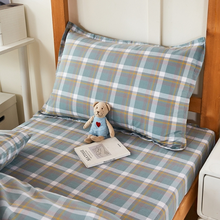 91家纺网 家纺一手货源 找家纺 锦润家纺 2025新款色织水洗棉三件套学生三件套全棉三件套大礼包