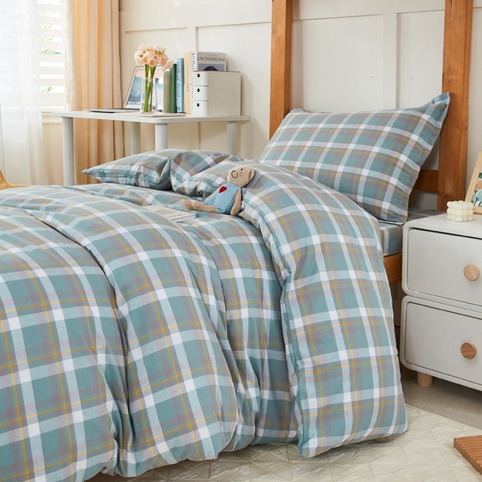 91家纺网 家纺一手货源 找家纺 锦润家纺 2025新款色织水洗棉三件套学生三件套全棉三件套大礼包