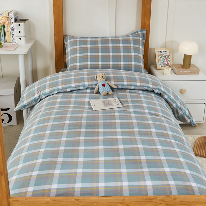 91家纺网 家纺一手货源 找家纺 锦润家纺 2025新款色织水洗棉三件套学生三件套全棉三件套大礼包