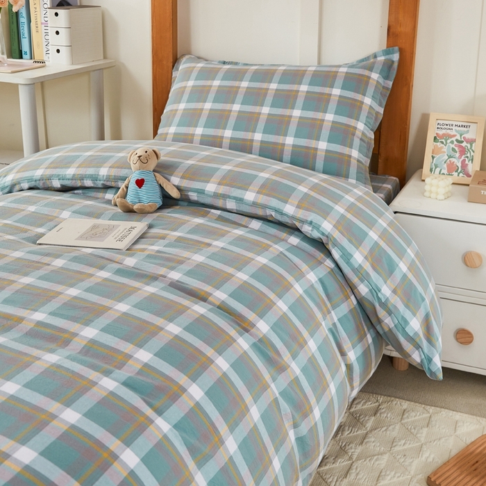 91家纺网 家纺一手货源 找家纺 锦润家纺 2025新款色织水洗棉三件套学生三件套全棉三件套大礼包