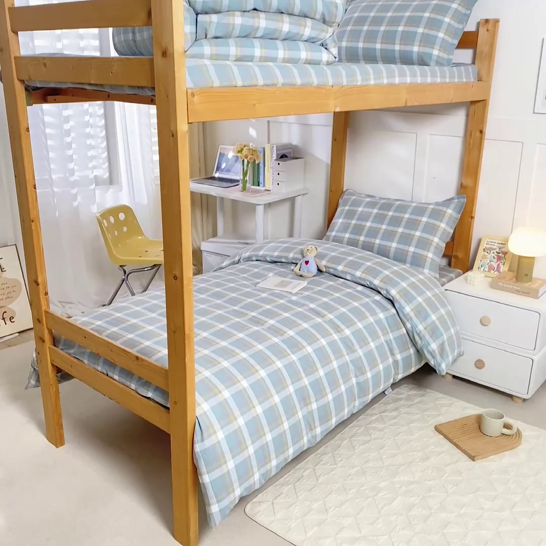 91家纺网 家纺一手货源 找家纺 锦润家纺 2025新款色织水洗棉三件套学生三件套全棉三件套大礼包