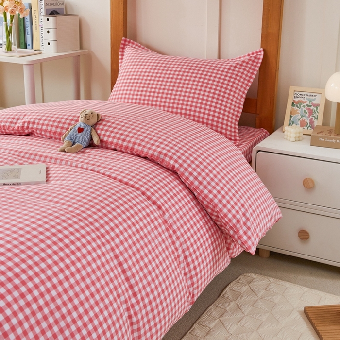 91家纺网 家纺一手货源 找家纺 锦润家纺 2025新款色织水洗棉三件套学生三件套全棉三件套大礼包