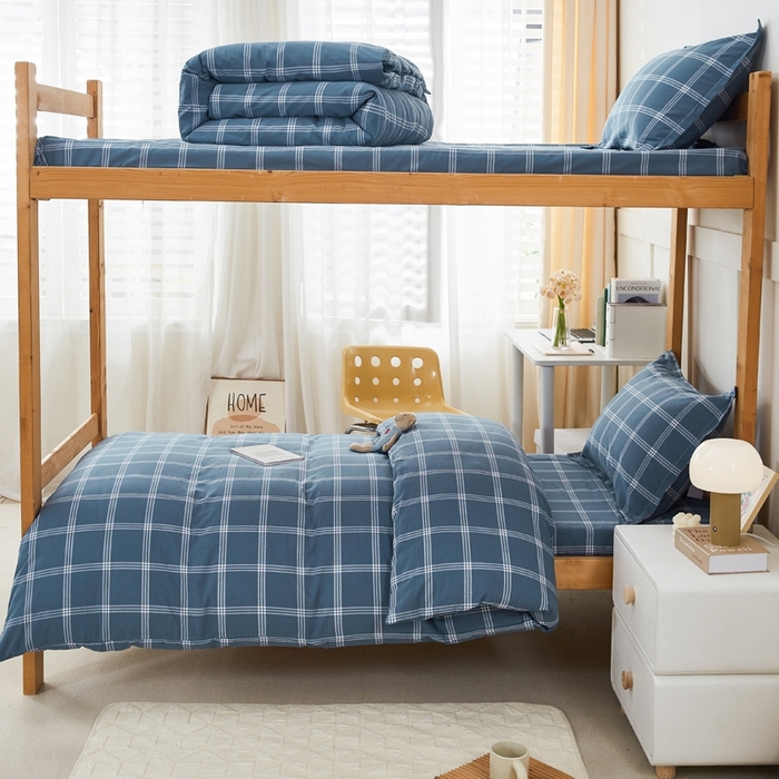 91家纺网 家纺一手货源 找家纺 锦润家纺 2025新款色织水洗棉三件套学生三件套全棉三件套大礼包