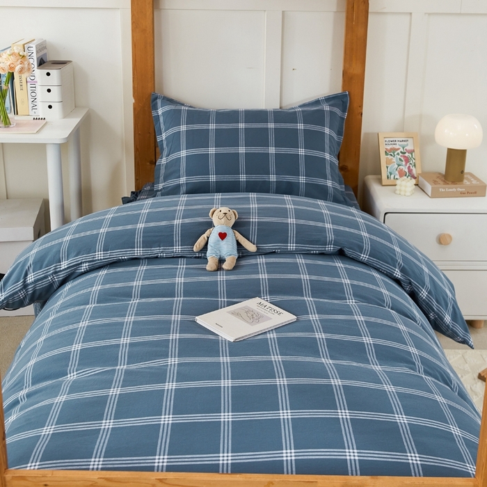 91家纺网 家纺一手货源 找家纺 锦润家纺 2025新款色织水洗棉三件套学生三件套全棉三件套大礼包