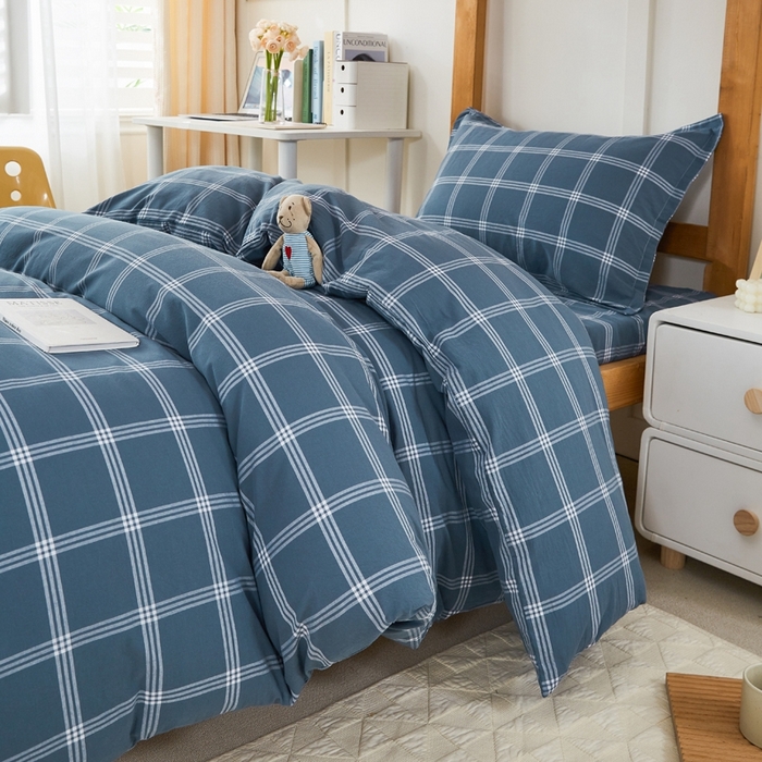 91家纺网 家纺一手货源 找家纺 锦润家纺 2025新款色织水洗棉三件套学生三件套全棉三件套大礼包