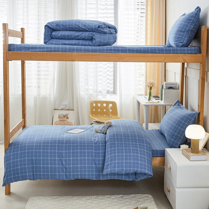 91家纺网 家纺一手货源 找家纺 锦润家纺 2025新款色织水洗棉三件套学生三件套全棉三件套大礼包