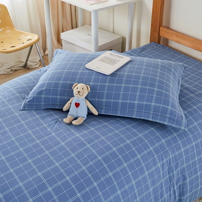 91家纺网 家纺一手货源 找家纺 锦润家纺 2025新款色织水洗棉三件套学生三件套全棉三件套大礼包