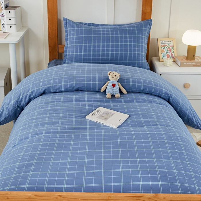 91家纺网 家纺一手货源 找家纺 锦润家纺 2025新款色织水洗棉三件套学生三件套全棉三件套大礼包