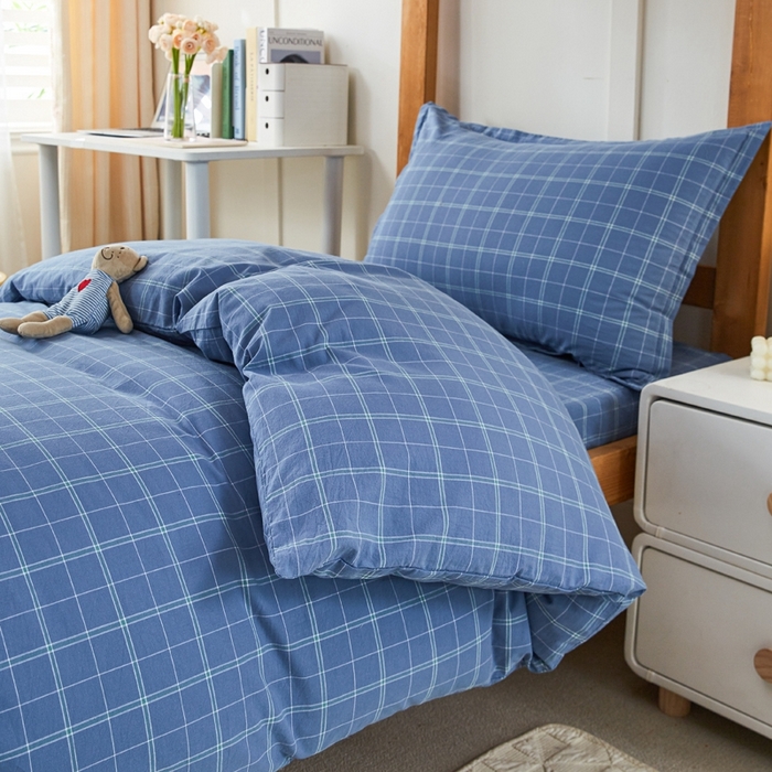 91家纺网 家纺一手货源 找家纺 锦润家纺 2025新款色织水洗棉三件套学生三件套全棉三件套大礼包