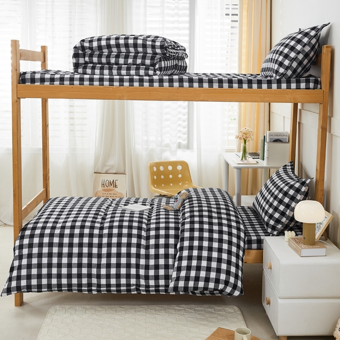 91家纺网 家纺一手货源 找家纺 锦润家纺 2025新款色织水洗棉三件套学生三件套全棉三件套大礼包