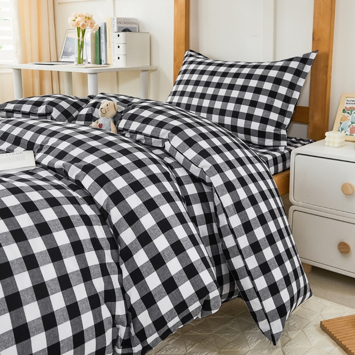 91家纺网 家纺一手货源 找家纺 锦润家纺 2025新款色织水洗棉三件套学生三件套全棉三件套大礼包