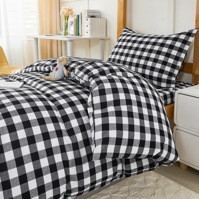 91家纺网 家纺一手货源 找家纺 锦润家纺 2025新款色织水洗棉三件套学生三件套全棉三件套大礼包