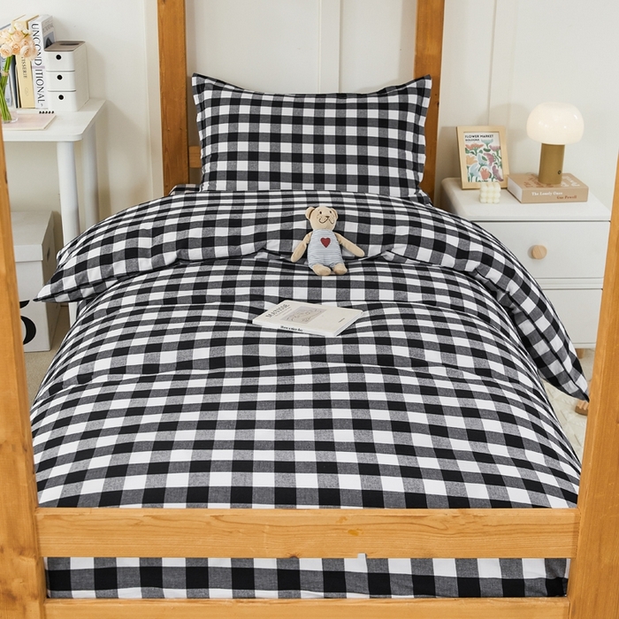 91家纺网 家纺一手货源 找家纺 锦润家纺 2025新款色织水洗棉三件套学生三件套全棉三件套大礼包