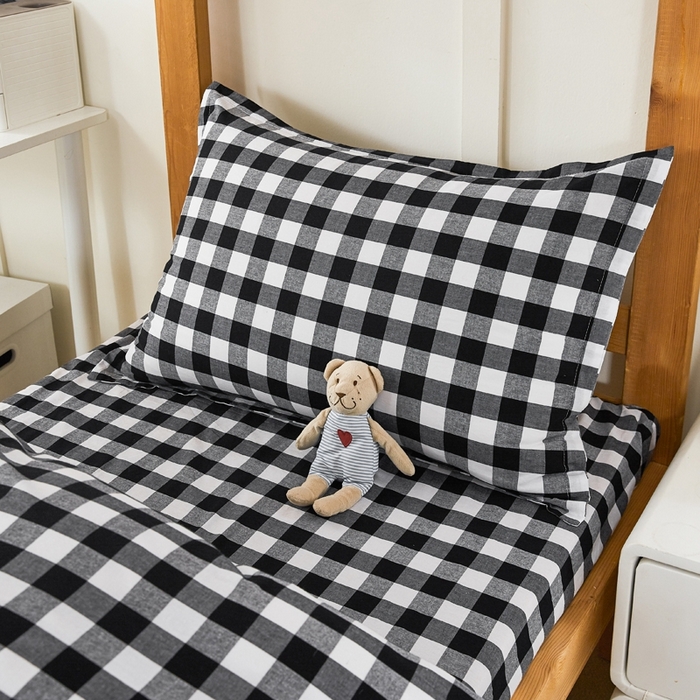 91家纺网 家纺一手货源 找家纺 锦润家纺 2025新款色织水洗棉三件套学生三件套全棉三件套大礼包