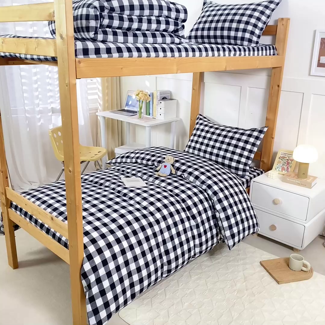 91家纺网 家纺一手货源 找家纺 锦润家纺 2025新款色织水洗棉三件套学生三件套全棉三件套大礼包