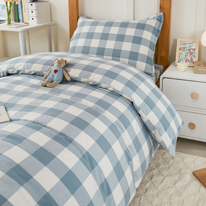 91家纺网 家纺一手货源 找家纺 锦润家纺 2025新款色织水洗棉三件套学生三件套全棉三件套大礼包