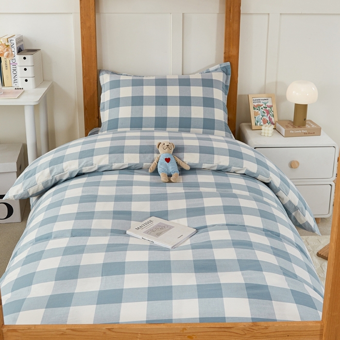 91家纺网 家纺一手货源 找家纺 锦润家纺 2025新款色织水洗棉三件套学生三件套全棉三件套大礼包