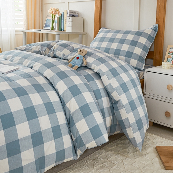 91家纺网 家纺一手货源 找家纺 锦润家纺 2025新款色织水洗棉三件套学生三件套全棉三件套大礼包