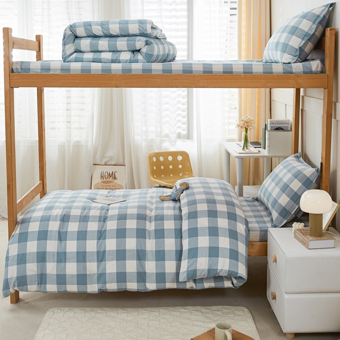 91家纺网 家纺一手货源 找家纺 锦润家纺 2025新款色织水洗棉三件套学生三件套全棉三件套大礼包