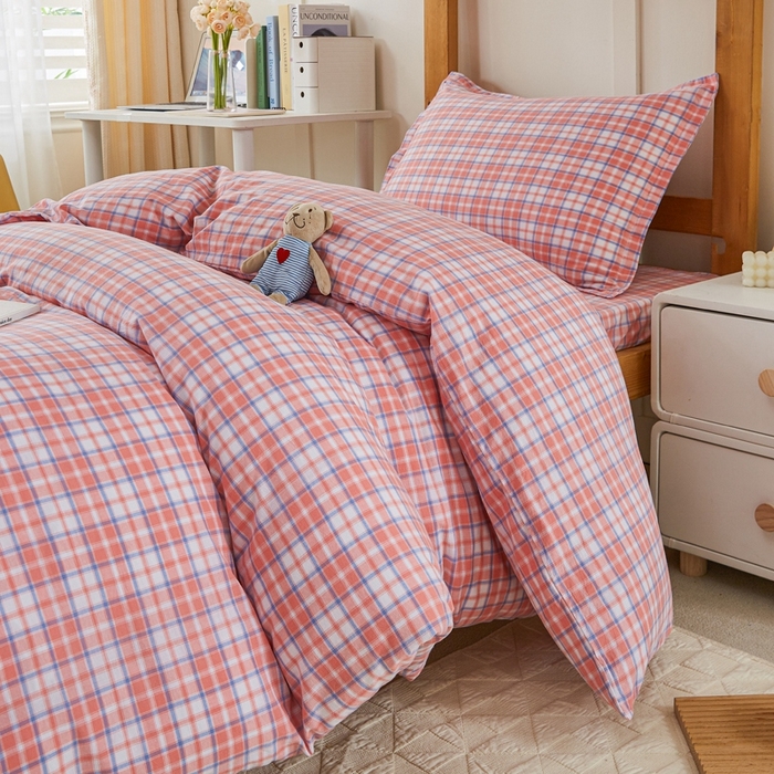 91家纺网 家纺一手货源 找家纺 锦润家纺 2025新款色织水洗棉三件套学生三件套全棉三件套大礼包