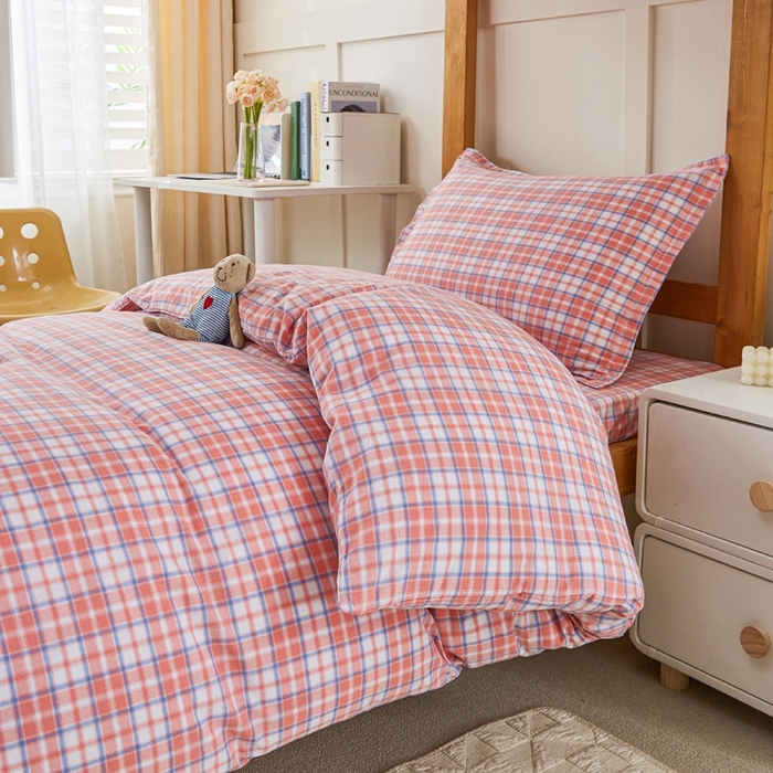 91家纺网 家纺一手货源 找家纺 锦润家纺 2025新款色织水洗棉三件套学生三件套全棉三件套大礼包