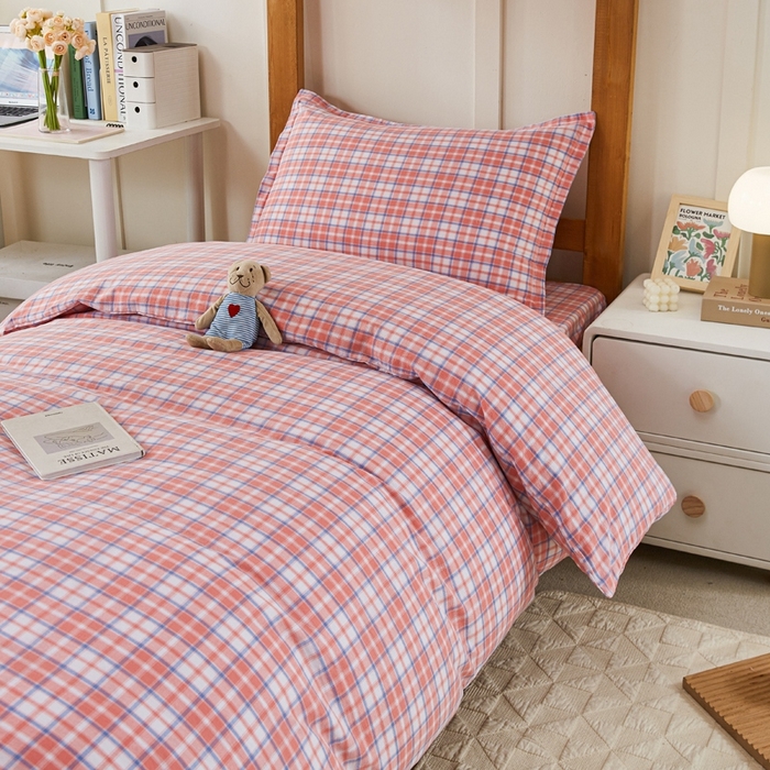 91家纺网 家纺一手货源 找家纺 锦润家纺 2025新款色织水洗棉三件套学生三件套全棉三件套大礼包