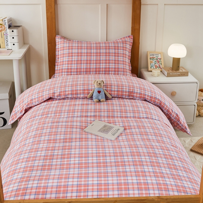 91家纺网 家纺一手货源 找家纺 锦润家纺 2025新款色织水洗棉三件套学生三件套全棉三件套大礼包