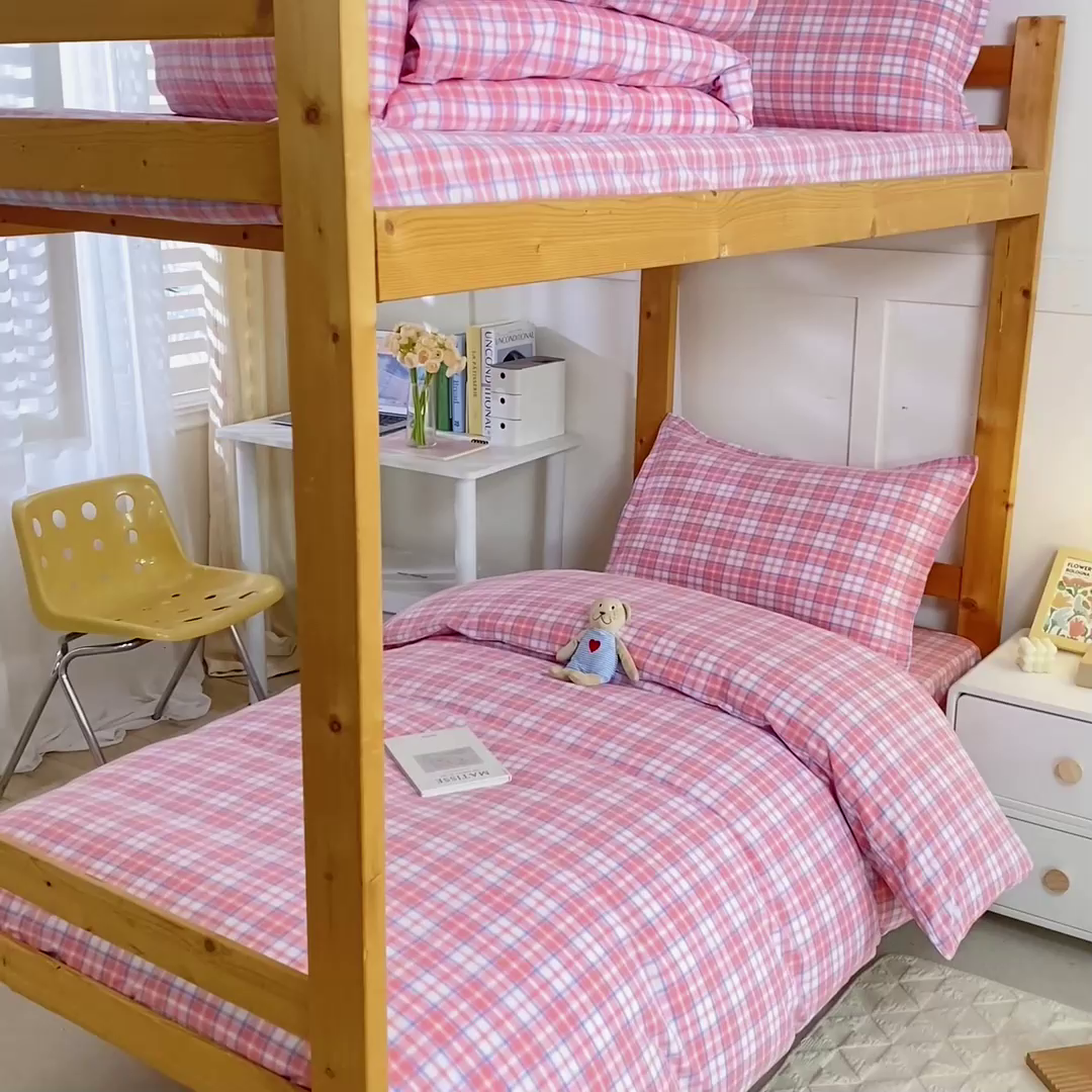 91家纺网 家纺一手货源 找家纺 锦润家纺 2025新款色织水洗棉三件套学生三件套全棉三件套大礼包