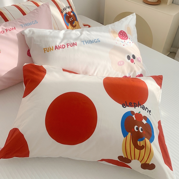 91家纺网 家纺一手货源 找家纺 （总）柚可家居 2024新款数码定版全棉单枕套系列-ele象+草莓吐司