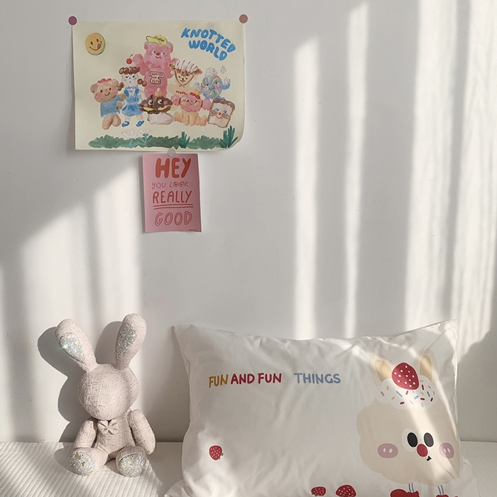 91家纺网 家纺一手货源 找家纺 （总）柚可家居 2024新款数码定版全棉单枕套系列-ele象+草莓吐司