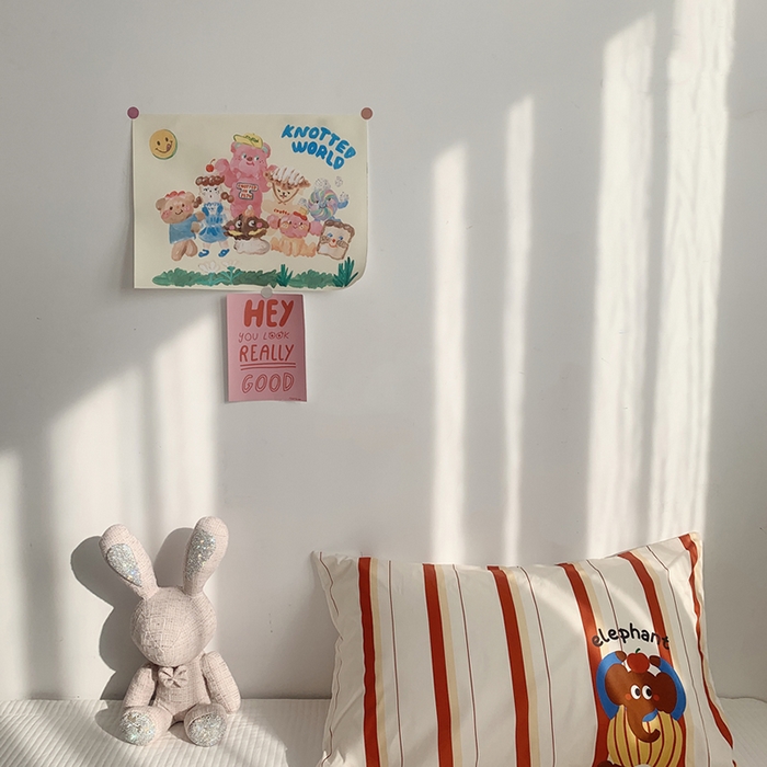 91家纺网 家纺一手货源 找家纺 （总）柚可家居 2024新款数码定版全棉单枕套系列-ele象+草莓吐司