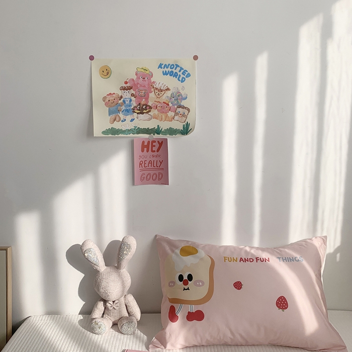 91家纺网 家纺一手货源 找家纺 柚可家居 2024新款数码定版全棉单枕套系列-ele象+草莓吐司 芝士