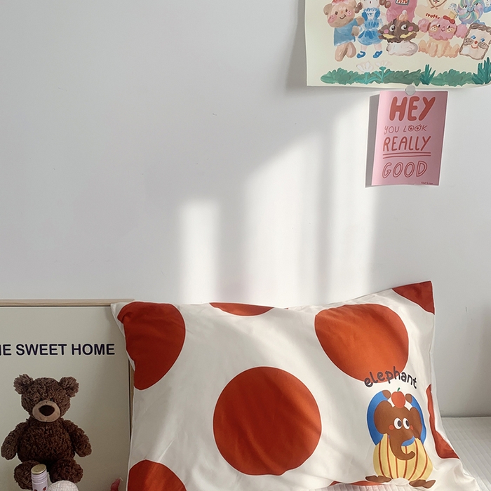 91家纺网 家纺一手货源 找家纺 柚可家居 2024新款数码定版全棉单枕套系列-ele象+草莓吐司 条纹ele象