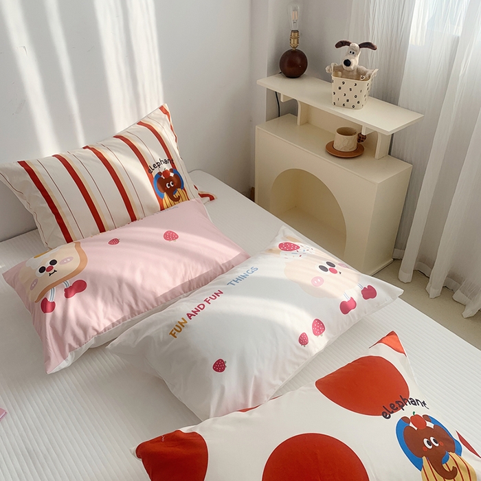 91家纺网 家纺一手货源 找家纺 柚可家居 2024新款数码定版全棉单枕套系列-ele象+草莓吐司 芝士