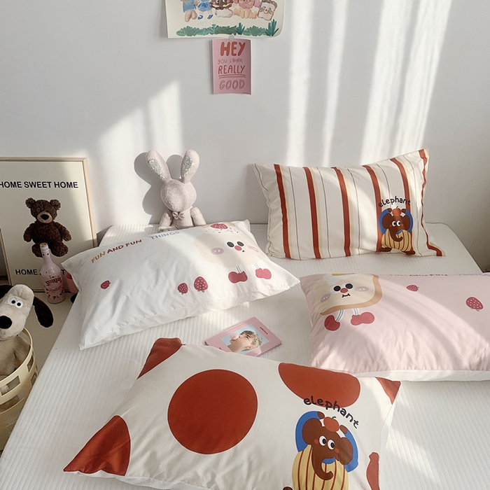 91家纺网 家纺一手货源 找家纺 柚可家居 2024新款数码定版全棉单枕套系列-ele象+草莓吐司 芝士