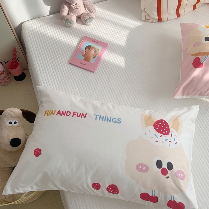 91家纺网 家纺一手货源 找家纺 柚可家居 2024新款数码定版全棉单枕套系列-ele象+草莓吐司 芝士