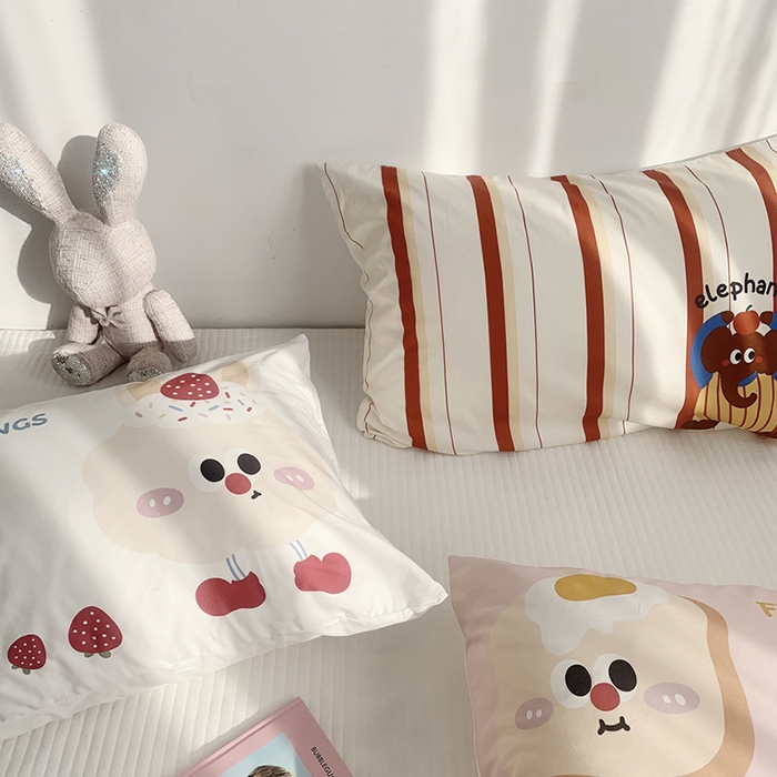 91家纺网 家纺一手货源 找家纺 柚可家居 2024新款数码定版全棉单枕套系列-ele象+草莓吐司 芝士