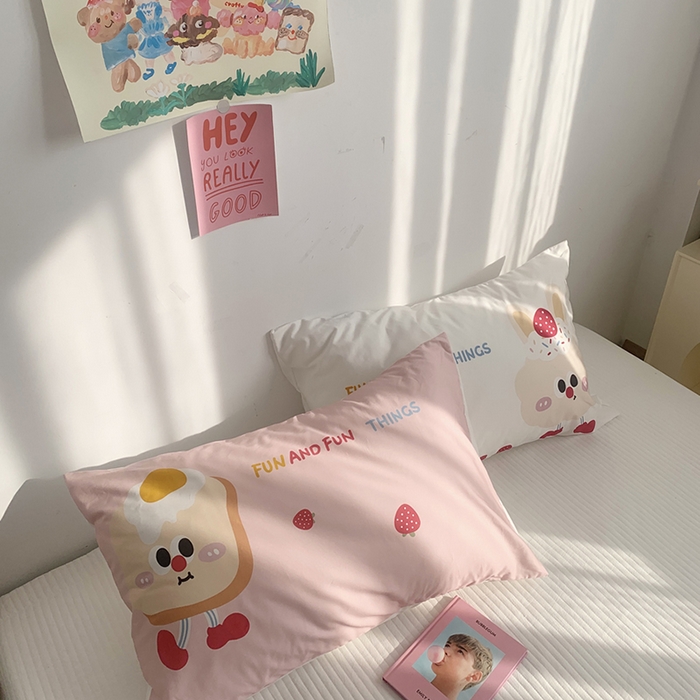 91家纺网 家纺一手货源 找家纺 柚可家居 2024新款数码定版全棉单枕套系列-ele象+草莓吐司 芝士