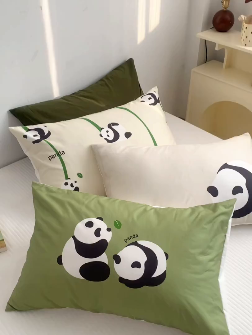 91家纺网 家纺一手货源 找家纺 （总）柚可家居 2024新款数码定版全棉单枕套系列-panda