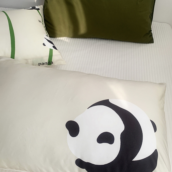 91家纺网 家纺一手货源 找家纺 柚可家居 2024新款数码定版全棉单枕套系列-panda 白panda