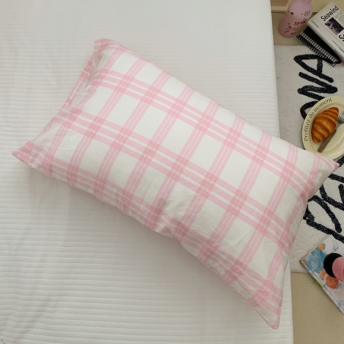 91家纺网 家纺一手货源 找家纺 柚可家居 2024新款40支全棉活性印染格子纯棉单枕套 黑格子单枕套