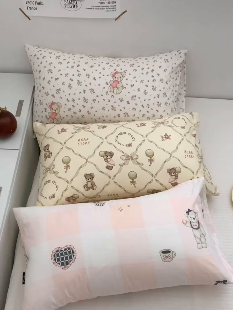 91家纺网 家纺一手货源 找家纺 （总）柚可家居 2024新款活性印花小熊系列单枕套