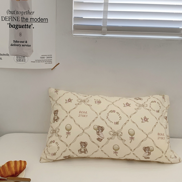 91家纺网 家纺一手货源 找家纺 柚可家居 2024新款活性印花小熊系列单枕套 奶油小熊