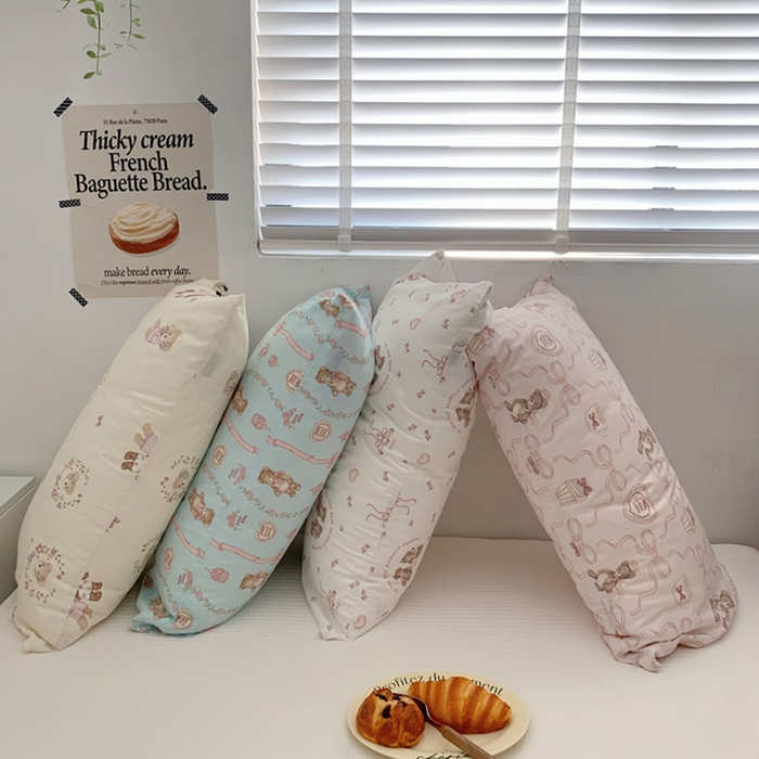 91家纺网 家纺一手货源 找家纺 柚可家居 2024新款活性印花小熊系列单枕套 奶油小熊