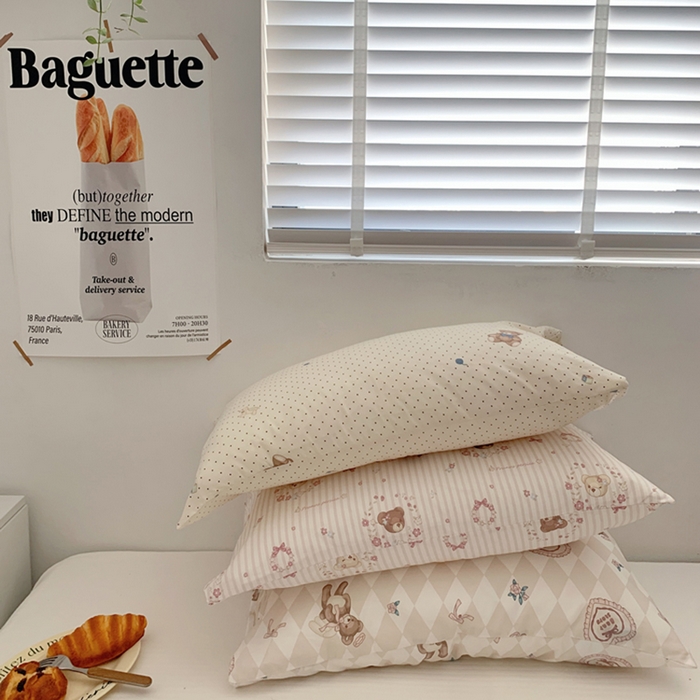 91家纺网 家纺一手货源 找家纺 柚可家居 2024新款活性印花小熊系列单枕套 奶油小熊