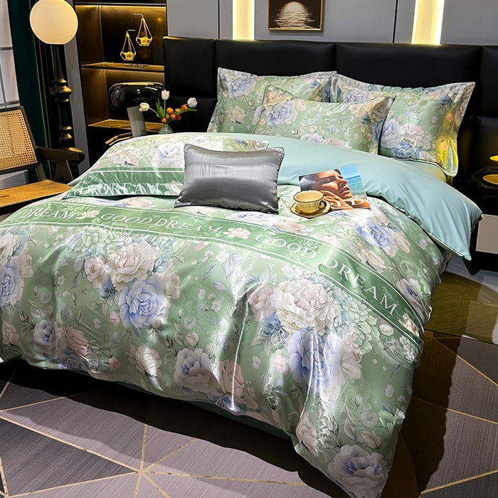 91家纺网 家纺一手货源 找家纺 （总）许林家纺 2025新款提花贡缎轻奢数码活性印花四件套